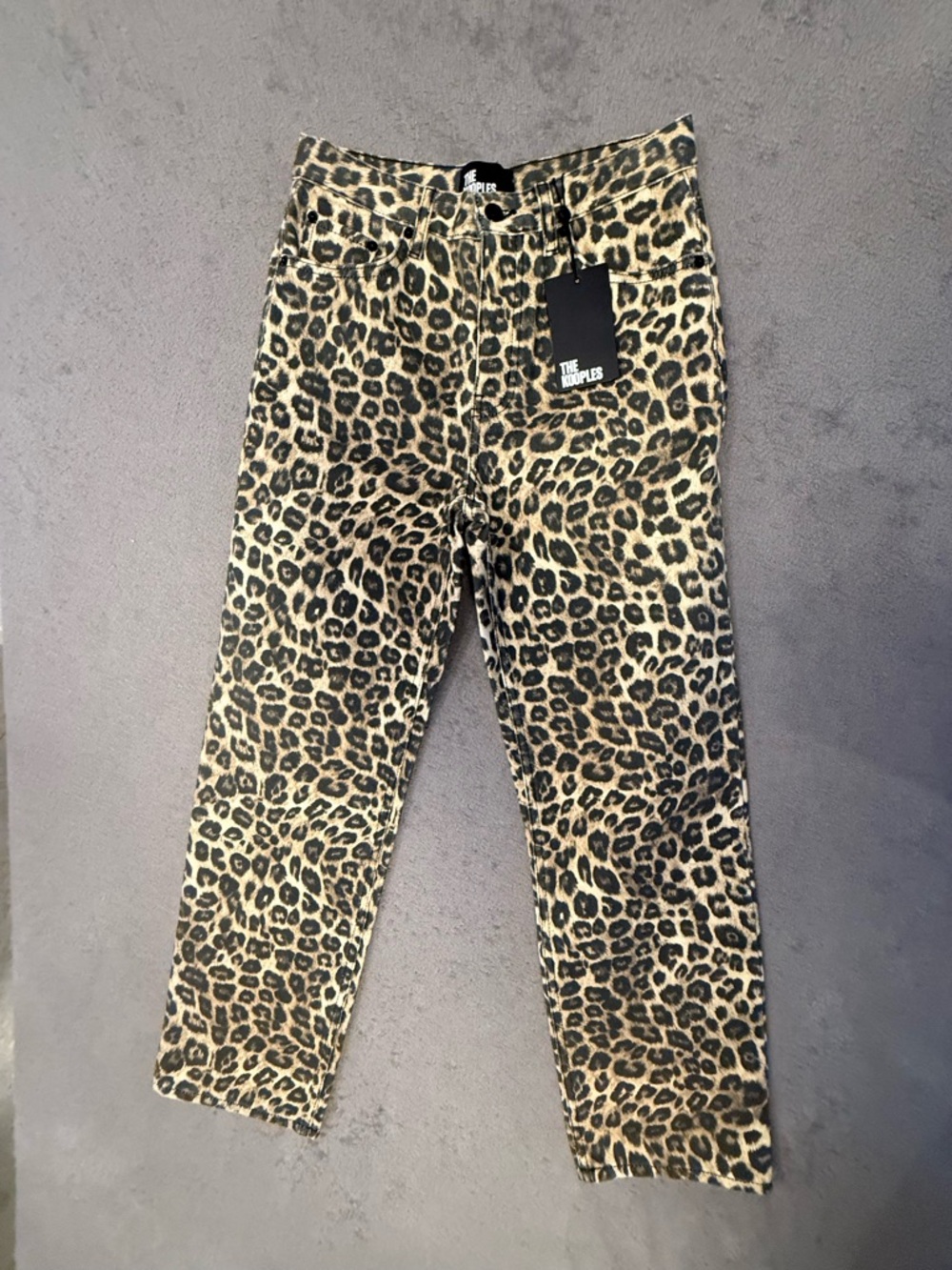 The Kooples Leopard-Print Straight Leg Jeans in Brown and Black - Picture 2 of 4